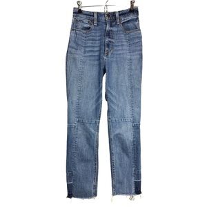 Abercrombie & Fitch Jeans Zoe Natural Rise Ankle Straight Patchwork raw hem